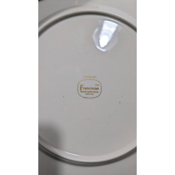 Franciscan Masterpiece China Renaissance Pattern Dinner Plate Gray Gold Trim USA - Picture 11 of 13